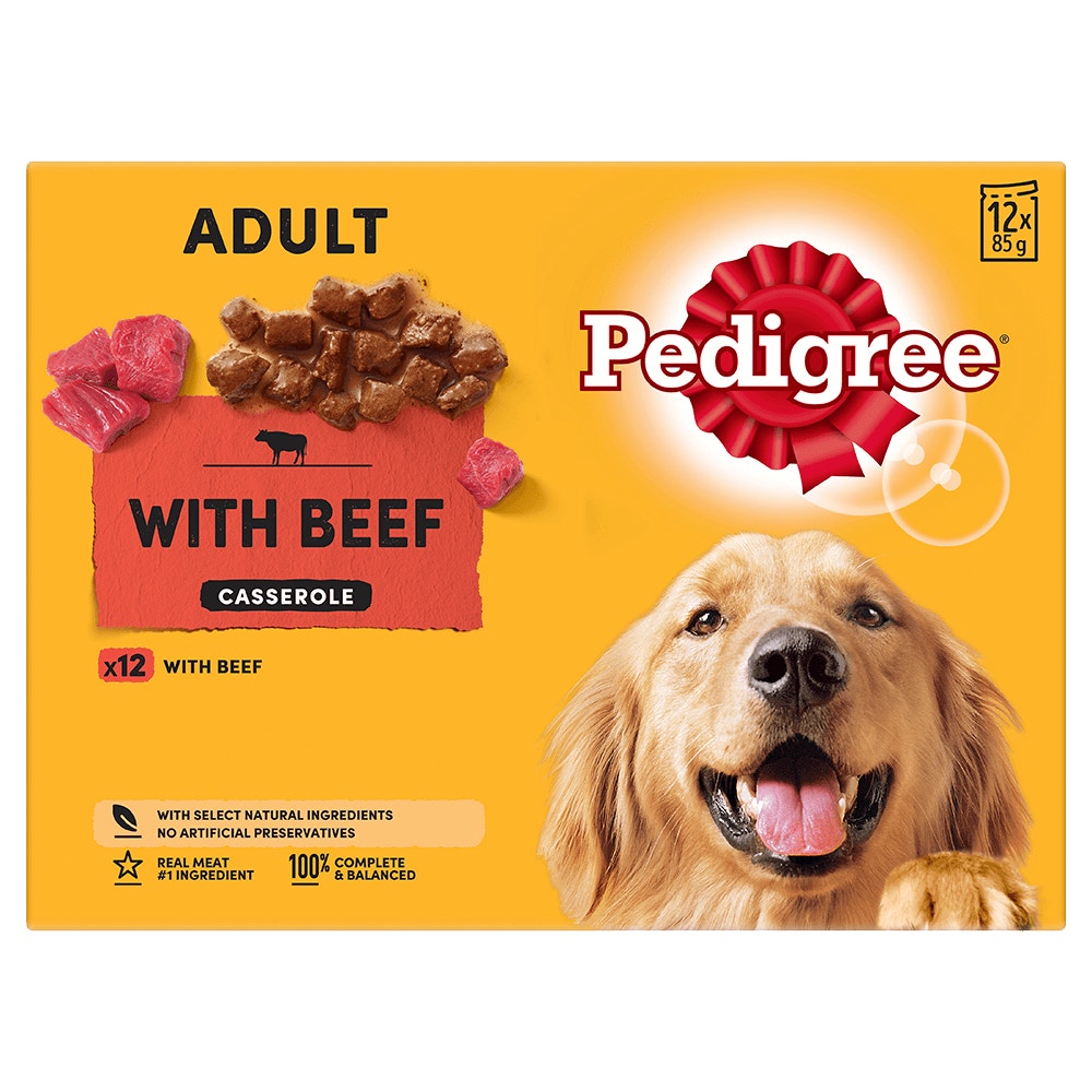 PEDIGREE® Adult Wet Dog Food Beef Casserole 12x85g Pouches