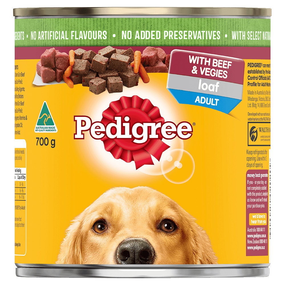PEDIGREE® Adult Wet Dog Food With Beef & Vegies Loaf 700g Can