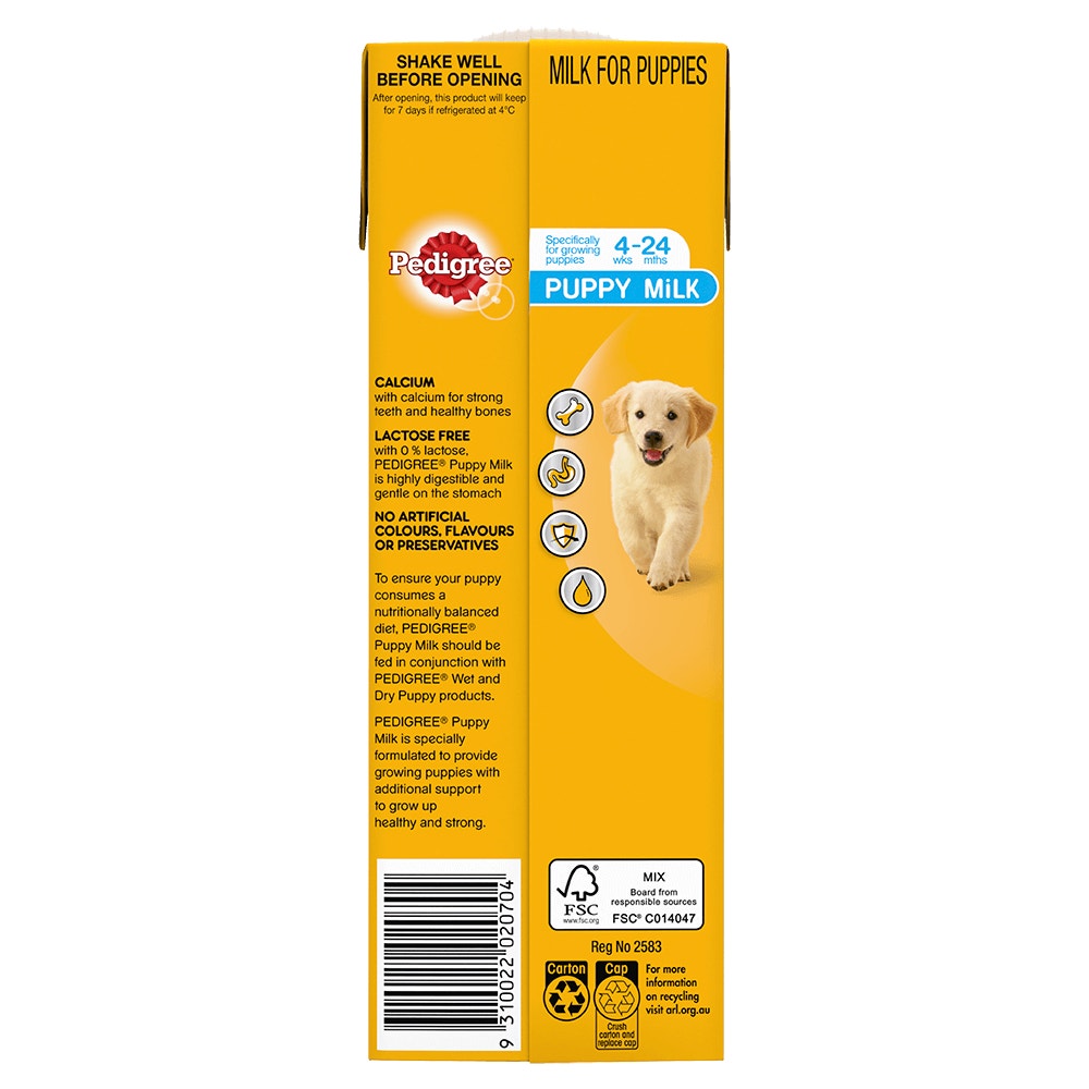 PEDIGREE® Dog Treat Puppy Milk 1L Carton back