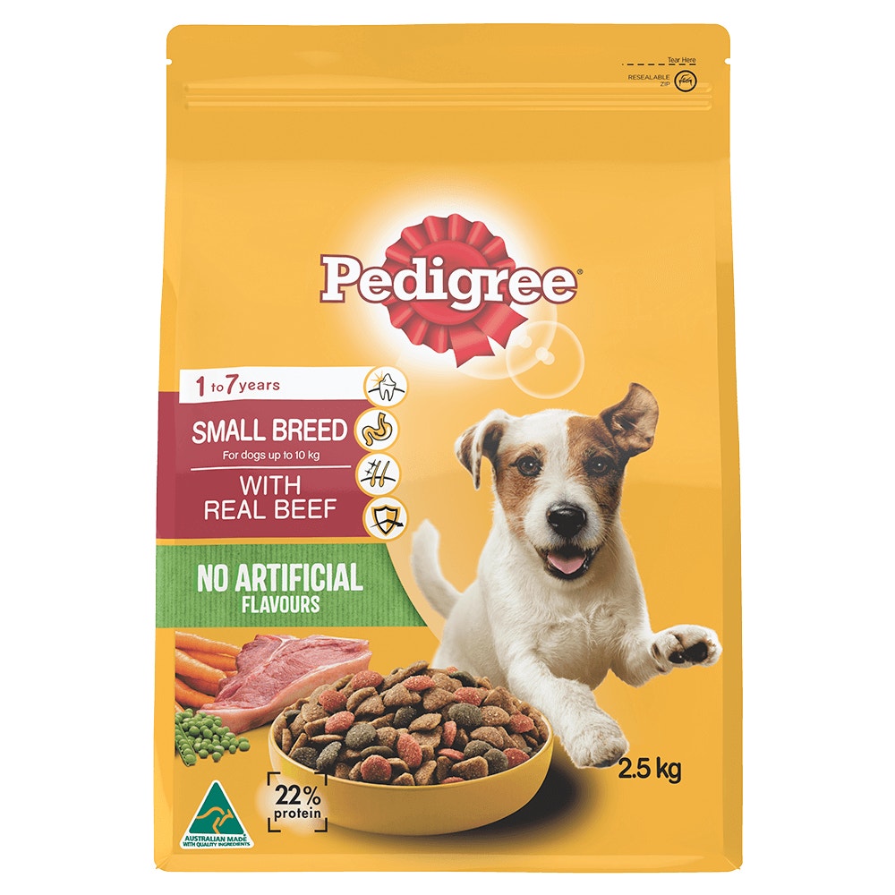 PEDIGREE® Small Breed with Tender Bites Dry Dog Food with Real Beef 2.5kg Bag