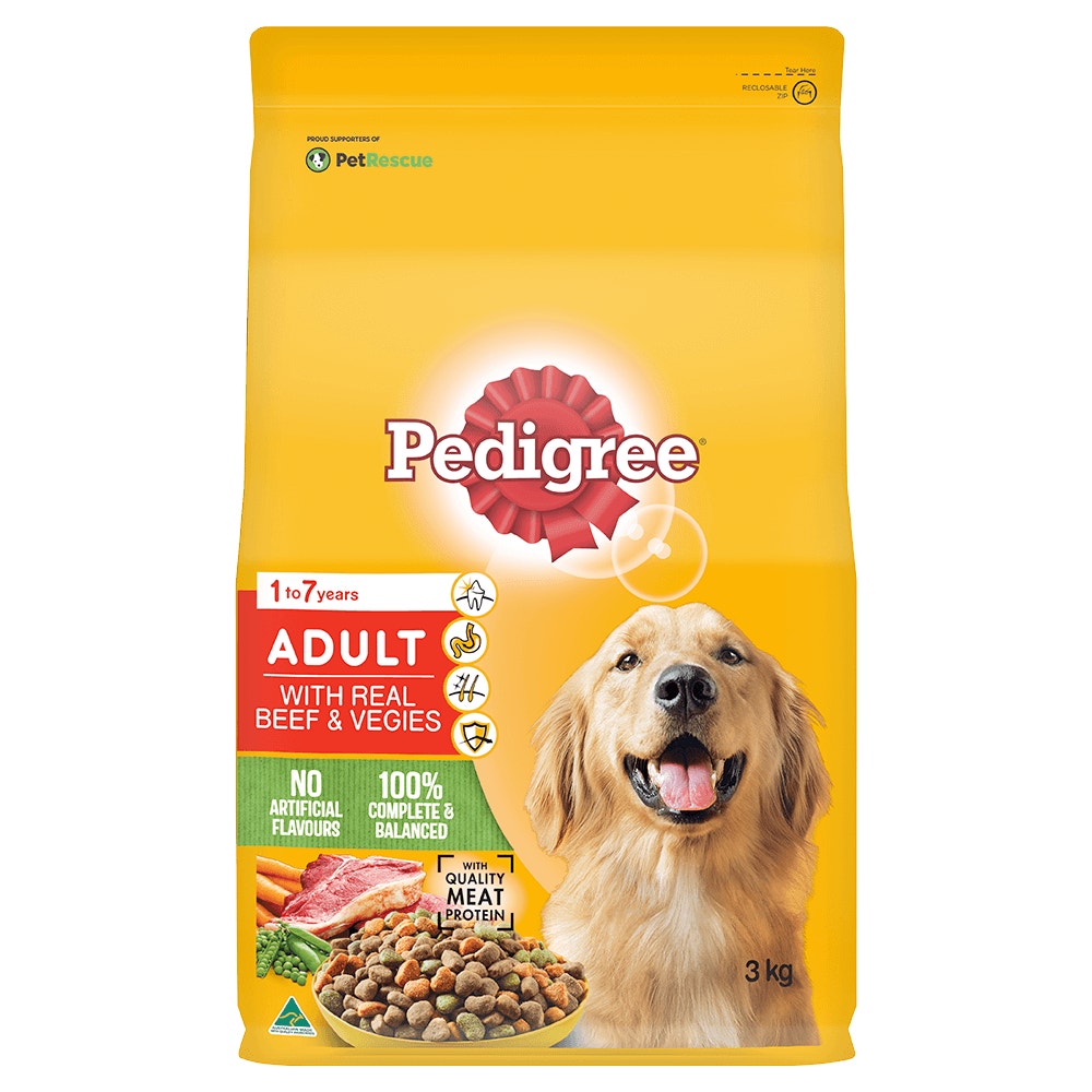 PEDIGREE® Medium AdultDry Dog Food With Real Beef & Vegies 3kg Bag