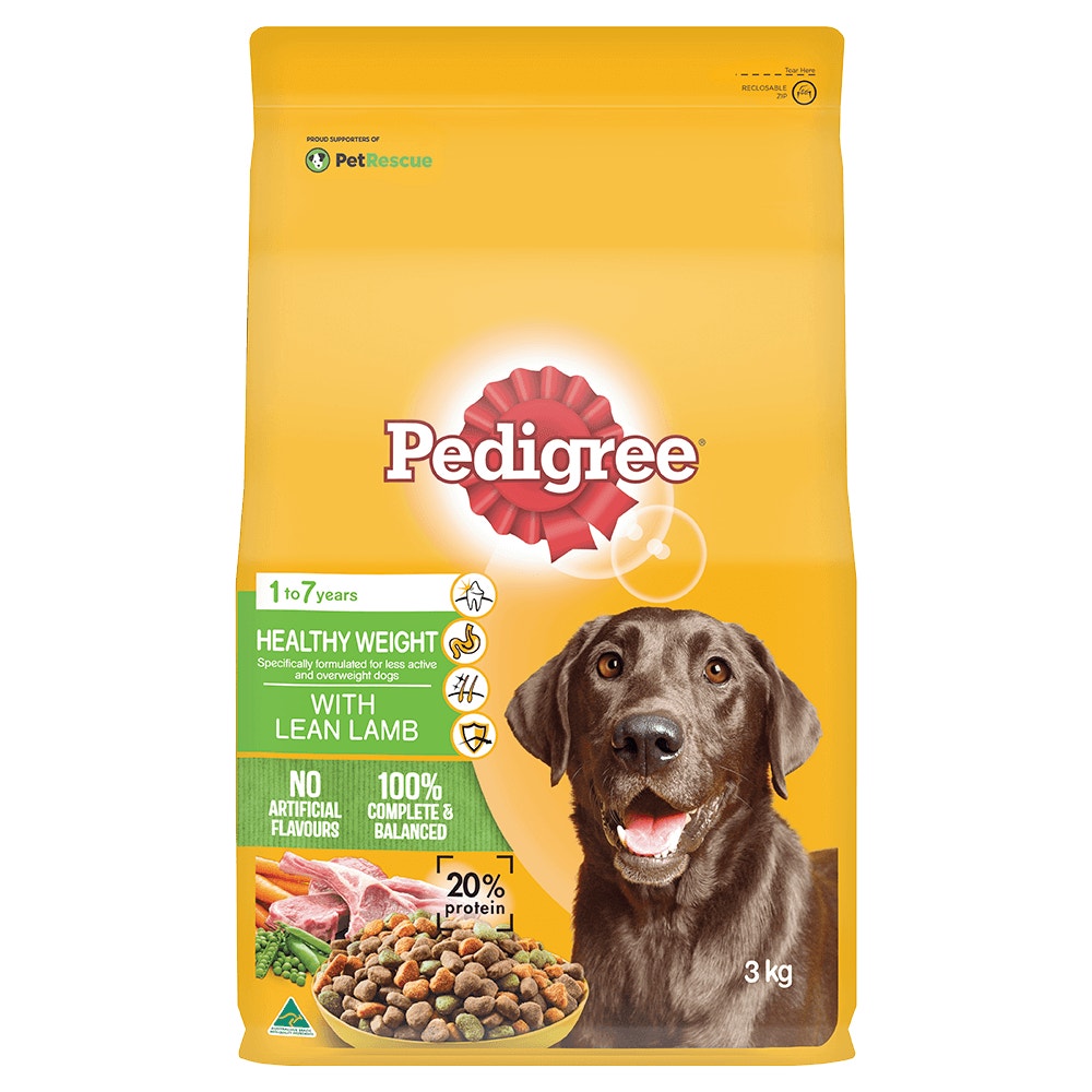 PEDIGREE® Healthy Weight Dry Dog Food With Lean Lamb 3kg Bag