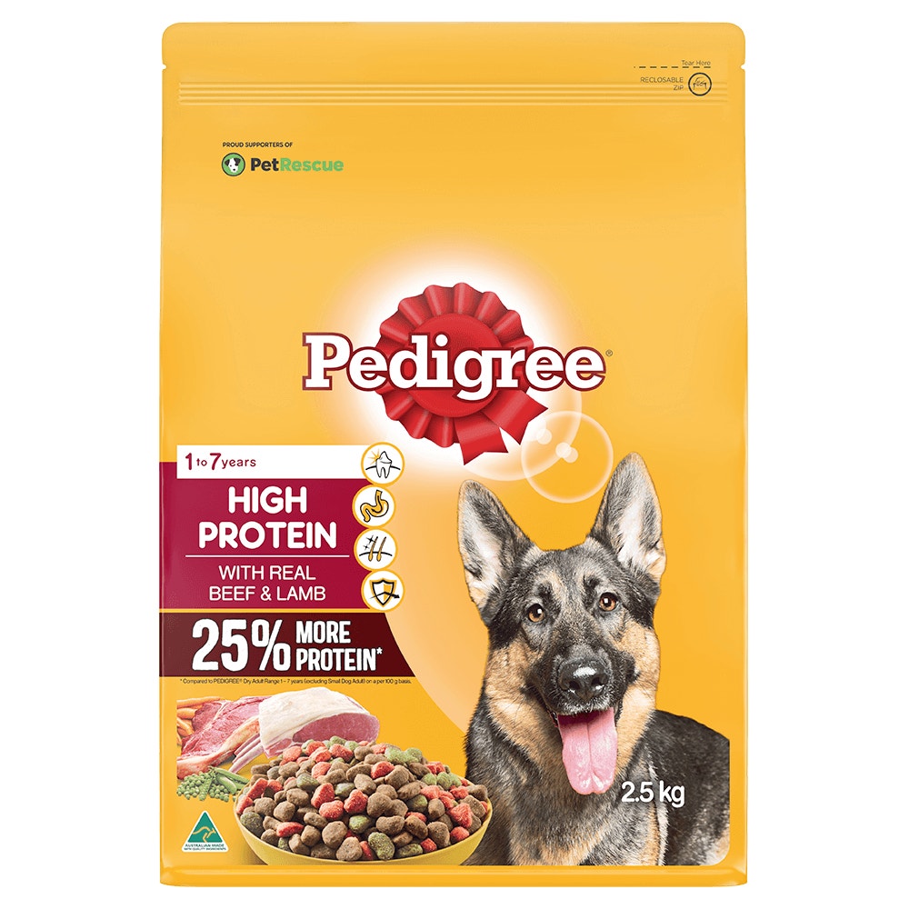 PEDIGREE® High Protein Dry Dog Food With Real Beef & Lamb 2.5kg Bag