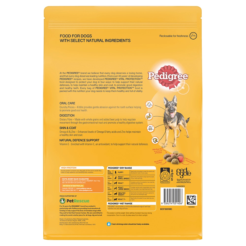 PEDIGREE® High Protein Dry Dog Food With Real Chicken & Turkey 2.5kg Bag back